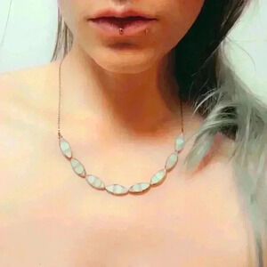 Natural brass and stone necklace 17" NWOT